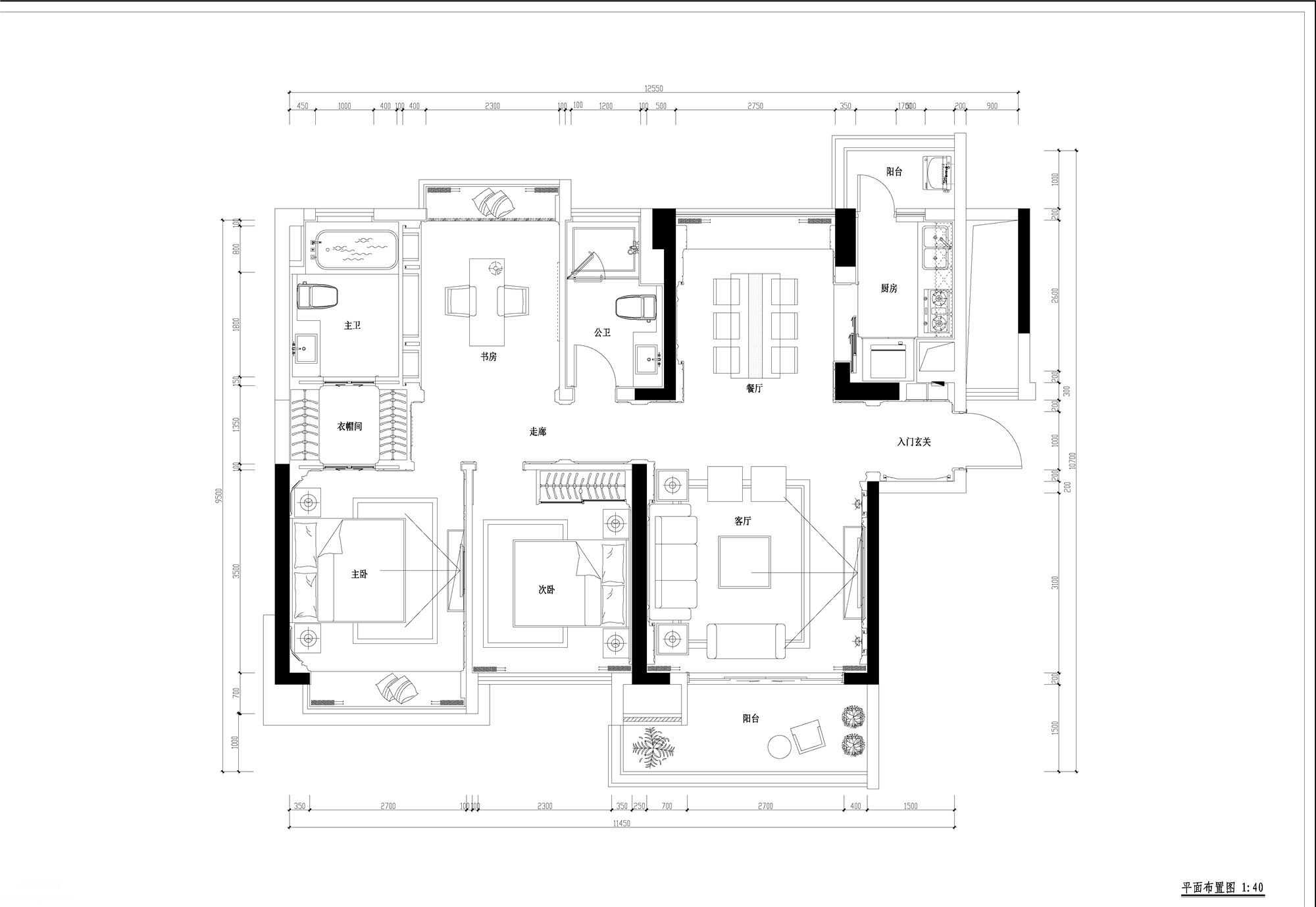二居室的古典風格樣板間設計CAD施工圖全套含效果圖3D文件