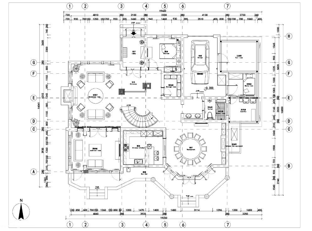 二層美式風格別墅建筑設計施工圖含效果圖