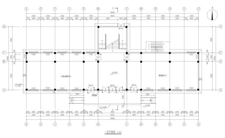 山東省4層框架結構社區服務中心建筑施工圖